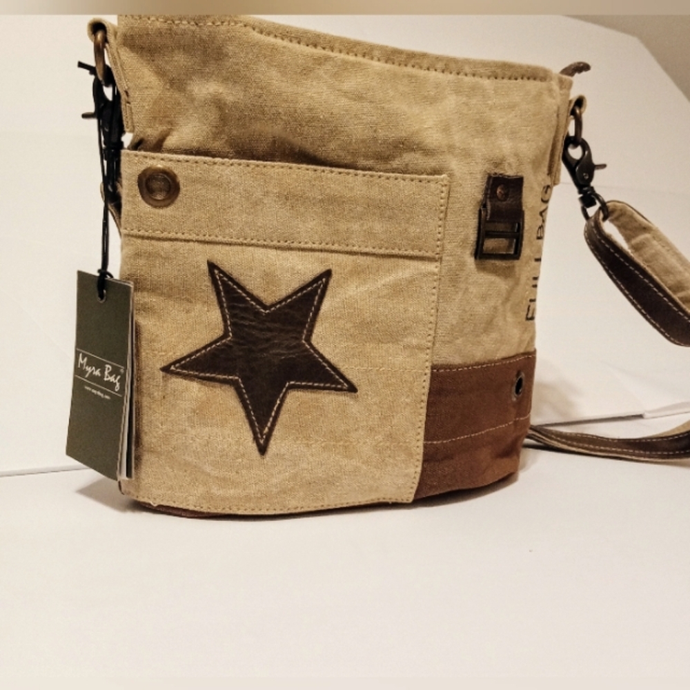 NWT MYRA BAG eco-friendly with Vintage Style Tan bag with star